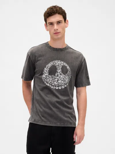 Gap × Disney Tim Burton's The Nightmare Before Christmas Skull T-shirt In Gray
