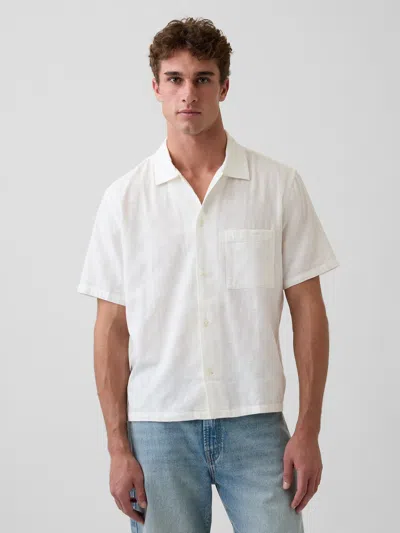 Gap Dobby Relaxed Straight-hem Shirt In White
