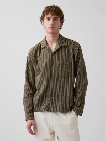 Gap Dobby Stripe Relaxed Straight-hem Shirt In Green