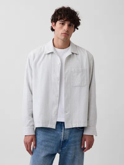 Gap Dobby Stripe Relaxed Straight-hem Shirt In White
