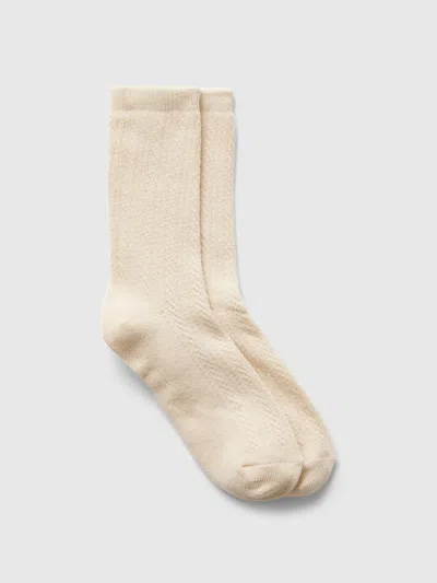 Gap × Doen Pointelle Crew Socks In Cream Beige