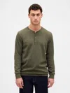 Gap Double-knit Henley T-shirt In Green