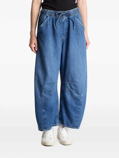 Gap Drawstring Barrel-leg Jeans In Blue