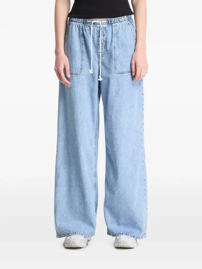 Gap Drawstring-waist Wide-leg Jeans In Animal Print