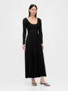 Gap Drop-waist Mixed Media Maxi Dress In Black