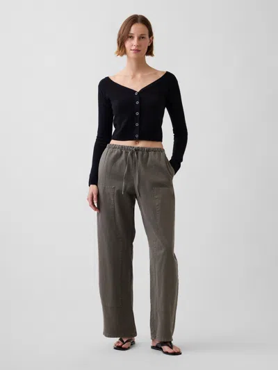 Gap Easy Double-knee Barrel Pants In Black Moss Green