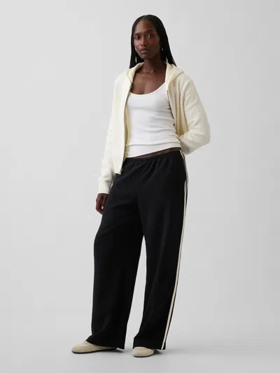 Gap Easy Wide-leg Pants In Black With Off White Stripe