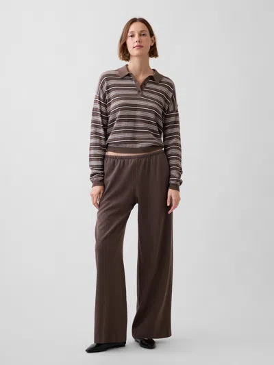 Gap Easy Wide-leg Pants In Brown Heather