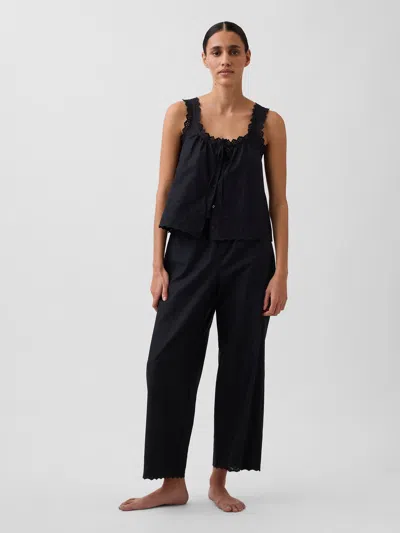 Gap Embroidered Pj Pants In Black