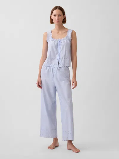 Gap Embroidered Pj Pants In Blue