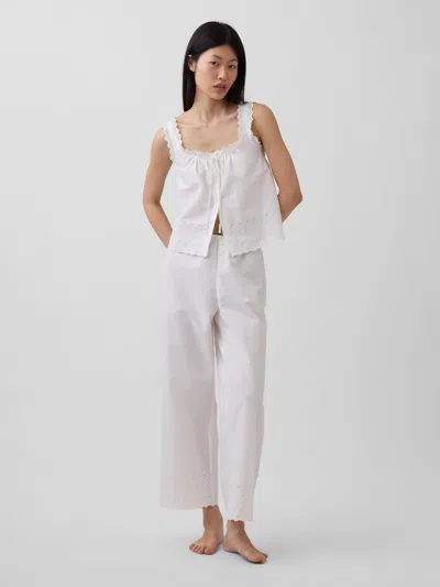 Gap Embroidered Pj Pants In White