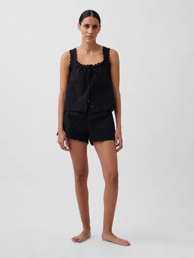 Gap Embroidered Pj Shorts In Black