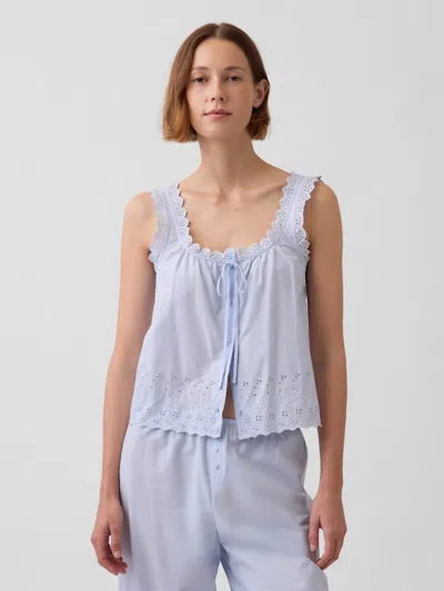 Gap Embroidered Pj Tank In Blue