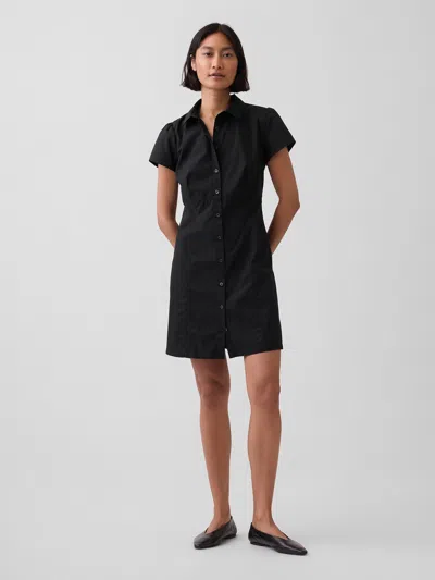 Gap Empire-waist Mini Shirtdress In Black