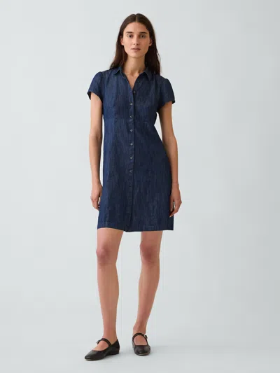Gap Empire-waist Mini Shirtdress In Blue