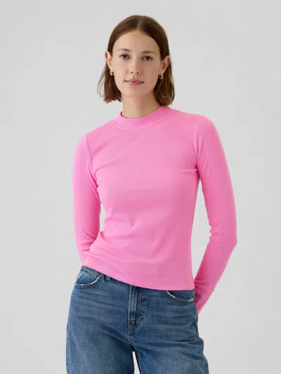Gap Essential Rib Mockneck T-shirt In Standout Pink