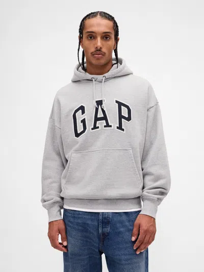 Gap Extra Heavyweight French Terry Oversized Logo Hoodie In Gray
