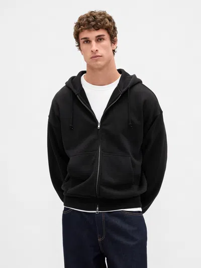 Gap Extra Heavyweight French Terry Zip Hoodie In Black