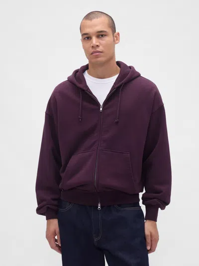 Gap Extra Heavyweight French Terry Zip Hoodie In Brown