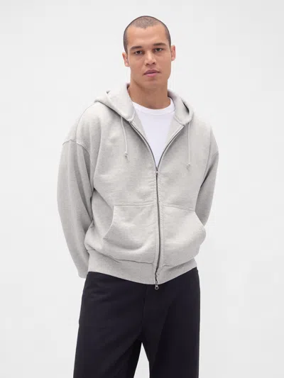 Gap Extra Heavyweight French Terry Zip Hoodie In Gray