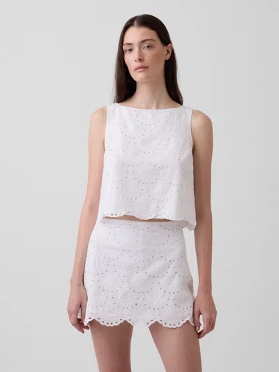 Gap Eyelet Crop Shell Tank Top In White