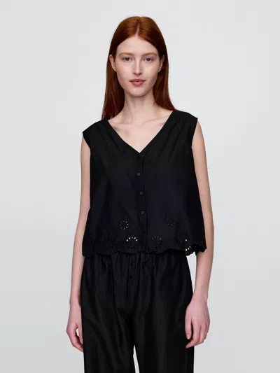 Gap Eyelet Hem Pj Top In Black