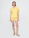 Gap Eyelet Poplin Pj Boxer Shorts In Pale Banana Yellow