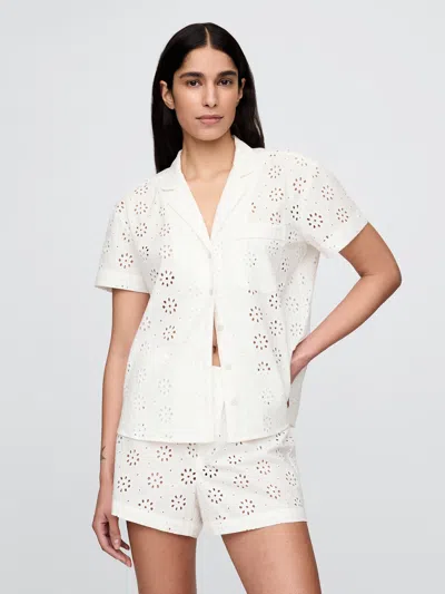 Gap Eyelet Poplin Pj Shirt In Off White