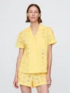 Gap Eyelet Poplin Pj Shirt In Pale Banana Yellow
