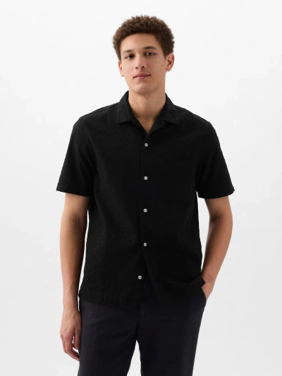 Gap Eyelet Resort Shirt In Standard Fit In Black