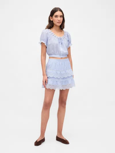 Gap Eyelet Ruffle Mini Skort In Blue