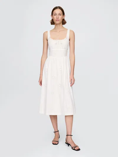 Gap Eyelet Scoop Neck Dress In Off White