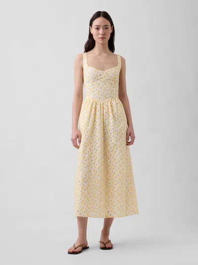 Gap Eyelet Seamed Drop-waist Maxi Dress