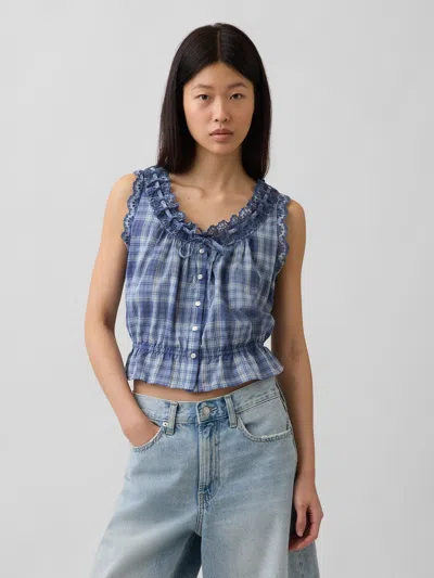 Gap Eyelet Tie-front Crop Peplum Top