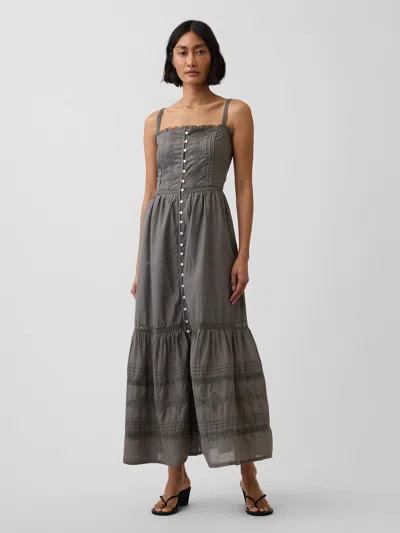 Gap Eyelet Tiered Maxi Dress In Mesculen Green