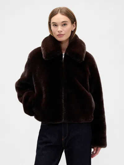 Gap Factory 100% Recycled Relaxed Faux-fur Jacket In Brown