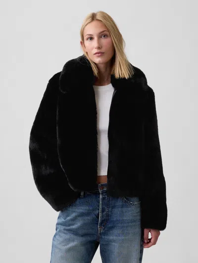Gap Factory 100% Recycled Relaxed Faux-fur Jacket In Black
