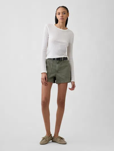 Gap Factory 4" High Rise Denim Utility Shorts In Green