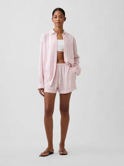Gap Factory 4" High Rise Pull-on Linen-blend Shorts In Pink