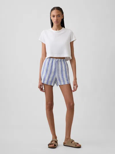 Gap Factory 4" High Rise Pull-on Linen-blend Shorts In Blue