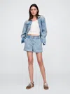 Gap Factory 4" High Rise Supersoft Denim Utility Shorts In Blue