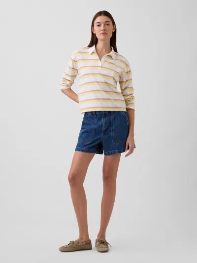 Gap Factory 4" High Rise Supersoft Denim Utility Shorts In White