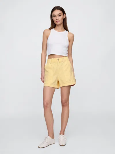 Gap Factory 4" High Rise Supersoft Denim Utility Shorts In Yellow