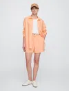 Gap Factory 4" Mid Rise Pull-on Linen-blend Shorts In Orange