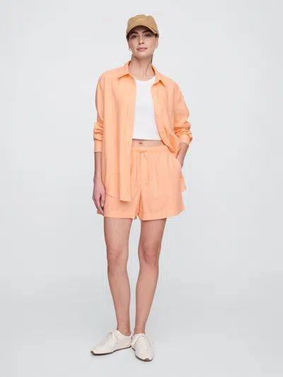 Gap Factory 4" Mid Rise Pull-on Linen-blend Shorts In Orange