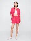 Gap Factory 4" Mid Rise Pull-on Linen-blend Shorts In Pink