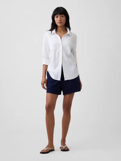 Gap Factory 4" Pull-on Linen-blend Shorts In Blue