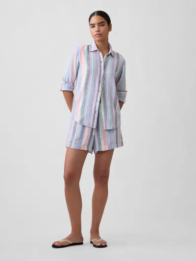 Gap Factory 4" Pull-on Linen-blend Shorts In Multi