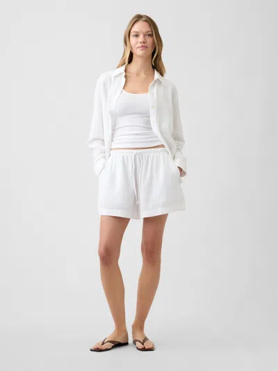 Gap Factory 4" Pull-on Linen-blend Shorts In White