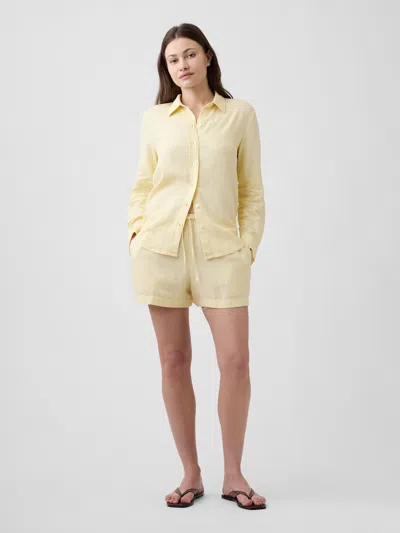 Gap Factory 4" Pull-on Linen-blend Shorts In Yellow